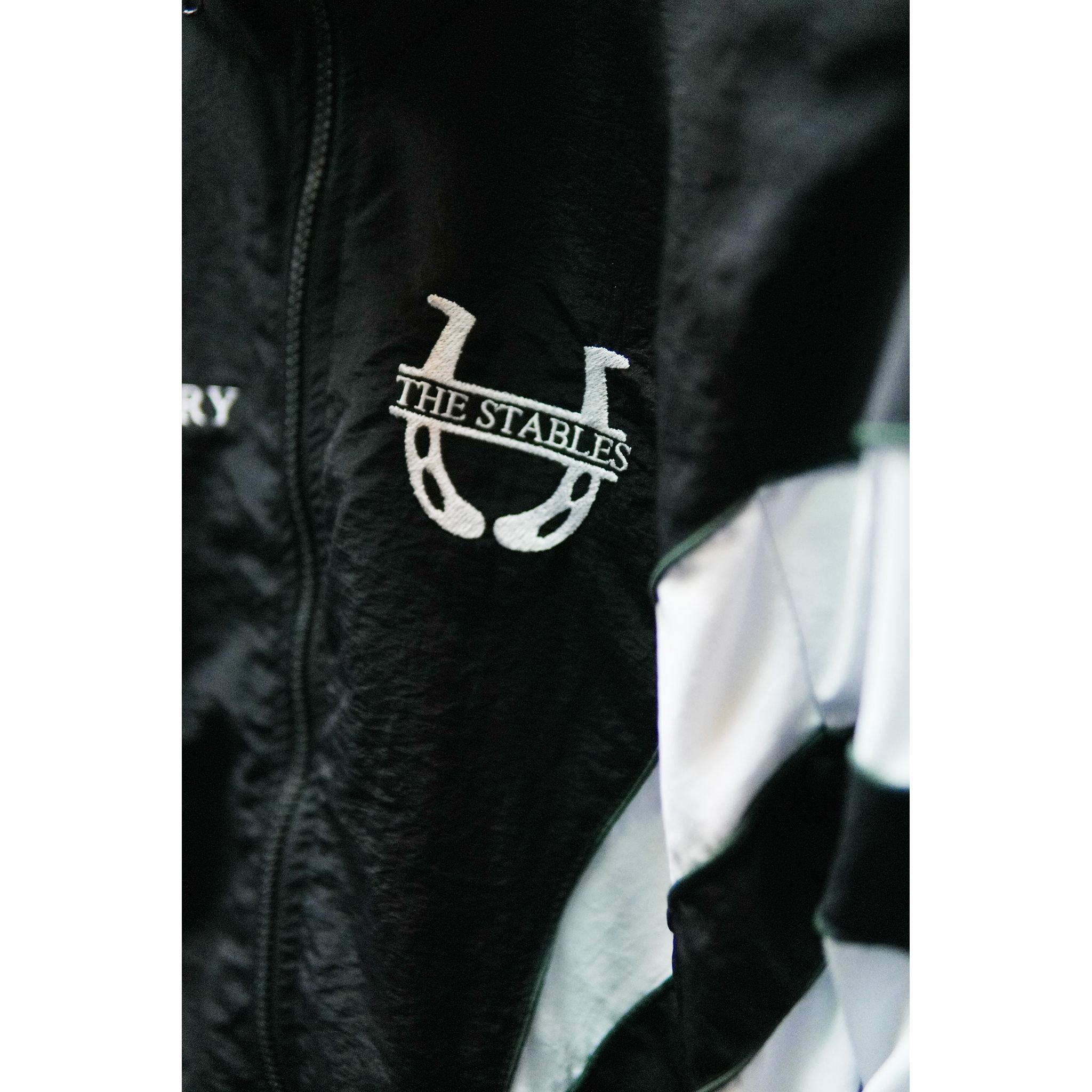The Stables Track Jacket by Legacy29 | Black, White & Green Trim | Nylon Crinkle