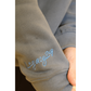 Legacy29 embroidered logo on sleeve of matte blue jumper