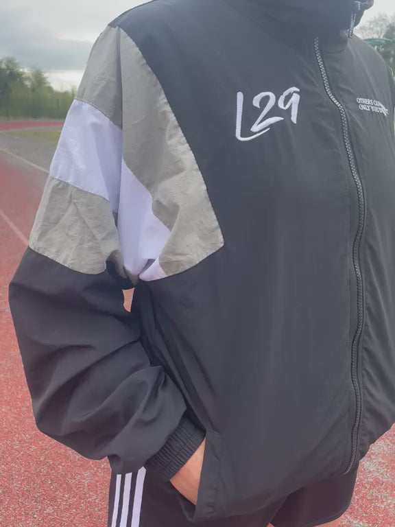 The Legacy29 On Track Jacket | Black & Grey | Nylon Crinkle