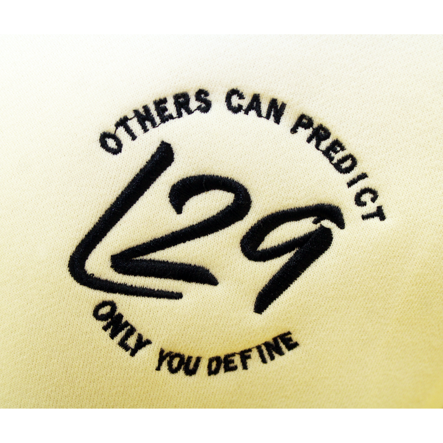 L29 embroidered logo on chest with slogan "Others can predict, only you define"